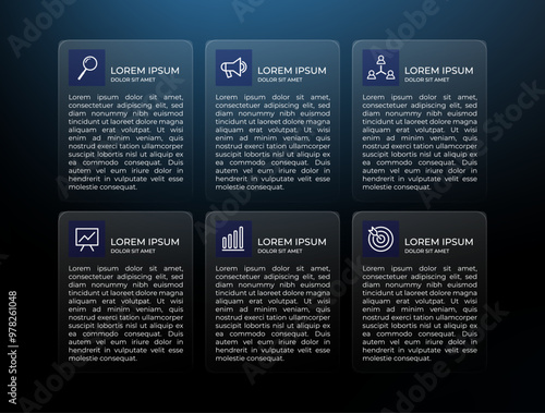 Transparent infographic with six options