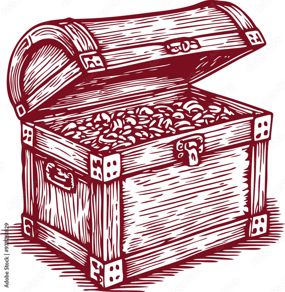 Beautiful Classic Hand Drawing Treasure Box Illustration Beautiful Classic Hand Drawing Treasure Box Illustration