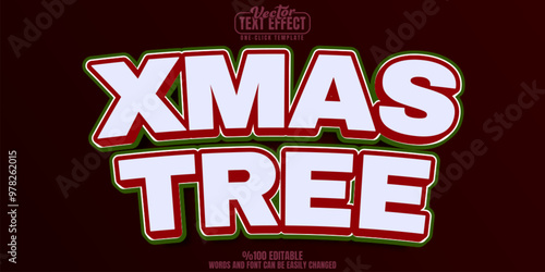 Xmas editable text effect, customizable tree and christmas 3d font style