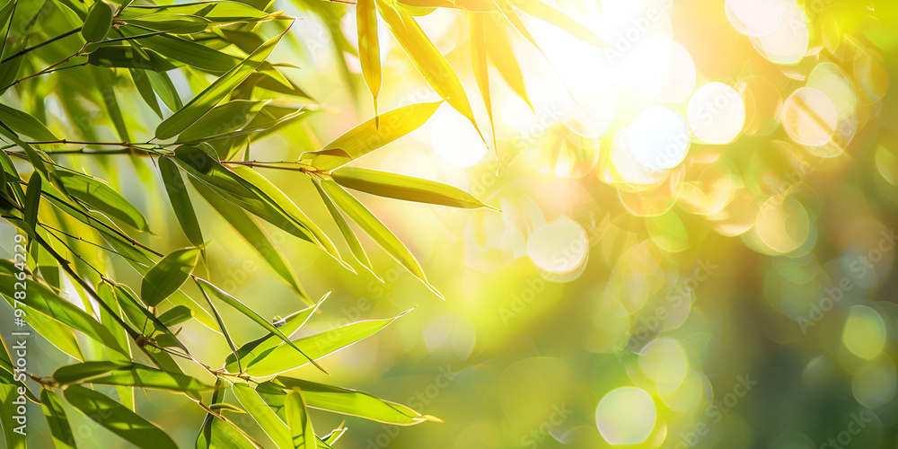 Sunlit Bamboo Leaves on Bright Summer Day Sunlit Bamboo Leaves on Bright Summer Day