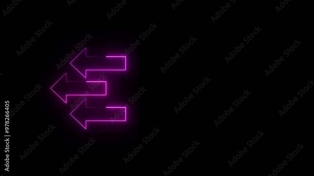 Some Arrow-shaped neon sign. Neon arrow symbol icon. looping Directional sign arrow points to the left. Some Arrow-shaped neon sign. Neon arrow symbol icon. looping Directional sign arrow points to the left.