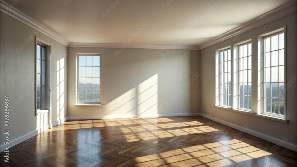 Fototapeta premium Realistic room interior with window light shadow effect, shadows, lighting, room, interior, mockup, realistic, windows,background