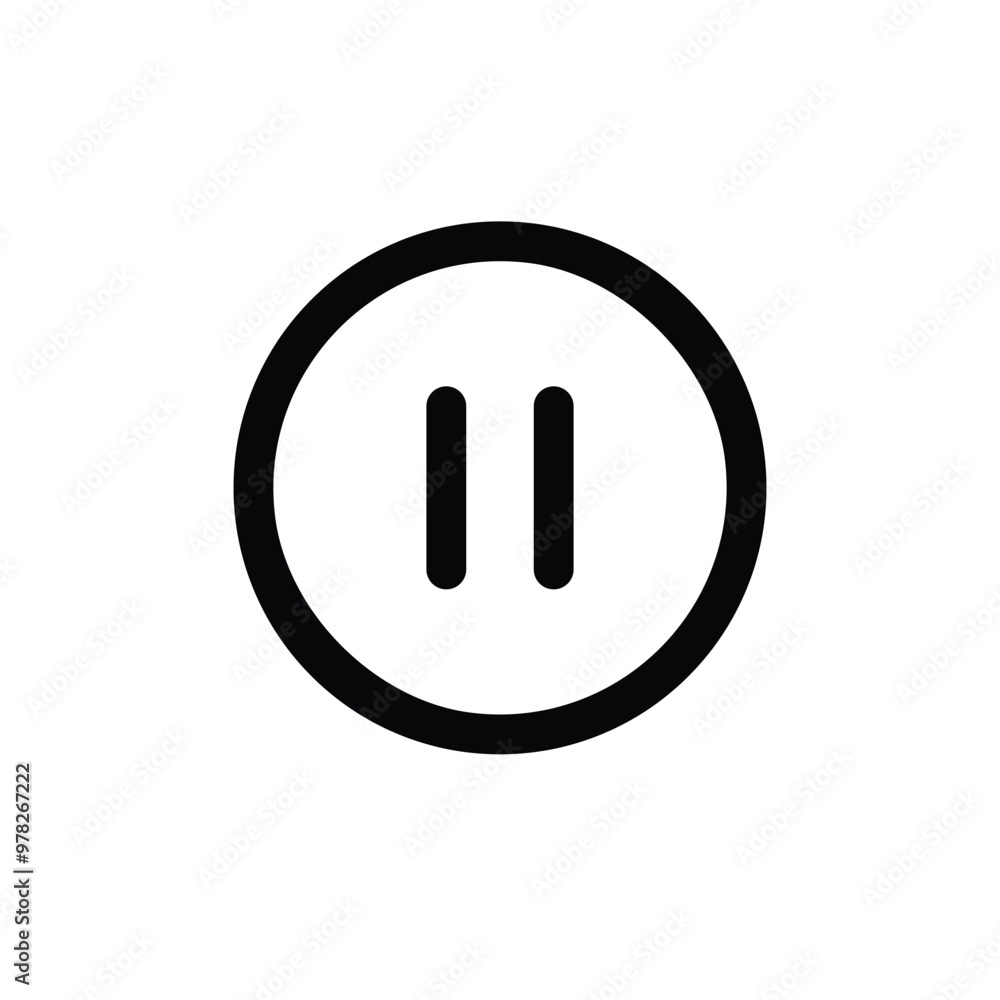 pause button icon. Black pause button icon on white background. Vector illustration. pause button icon. Black pause button icon on white background. Vector illustration.