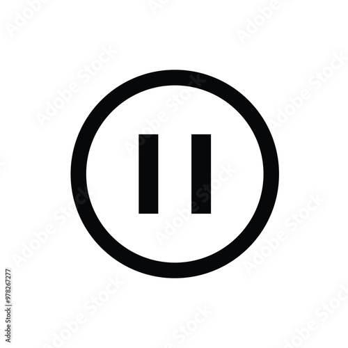 pause button icon. Black pause button icon on white background. Vector illustration.