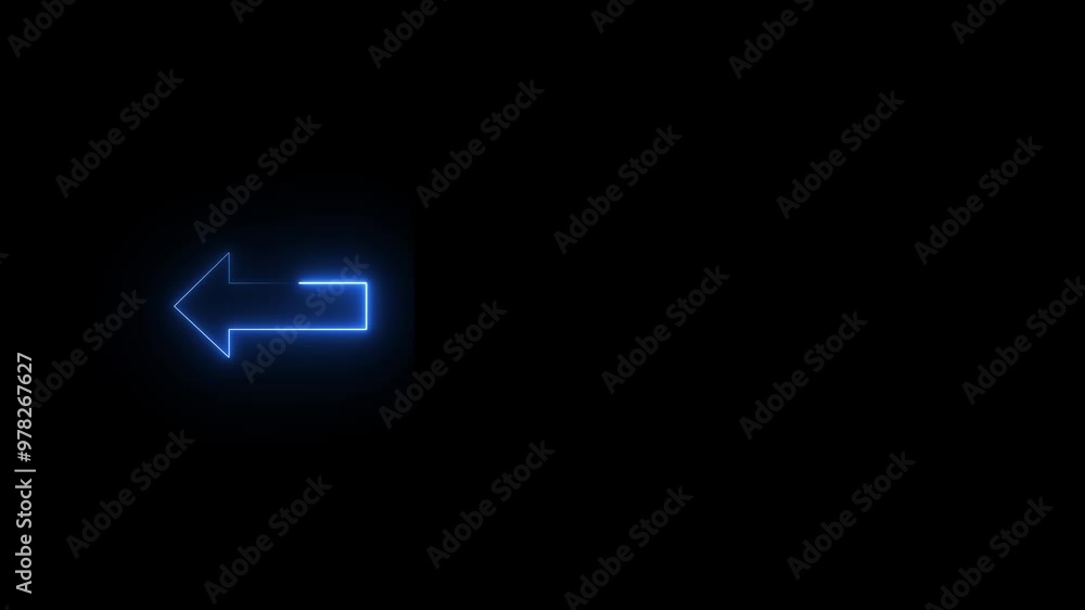 Arrow-shaped neon sign. Neon arrow symbol icon. looping Directional sign arrow points to the left. Arrow-shaped neon sign. Neon arrow symbol icon. looping Directional sign arrow points to the left.