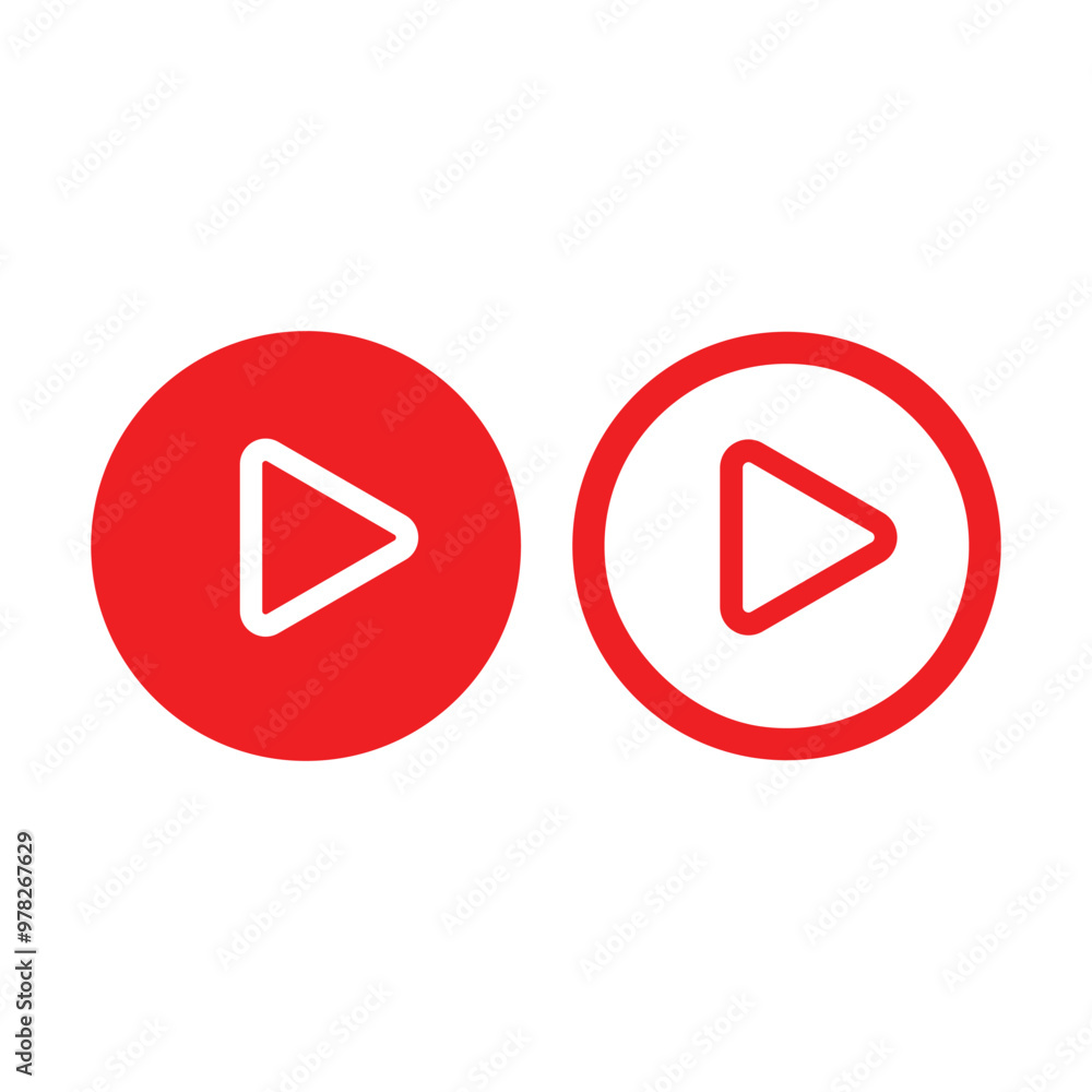 Play button icon on white background. Vector illustration in trendy flat and outline style. Play button icon on white background. Vector illustration in trendy flat and outline style.