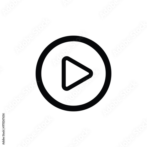 Play button icon on white background. Vector illustration in trendy flat and outline style.