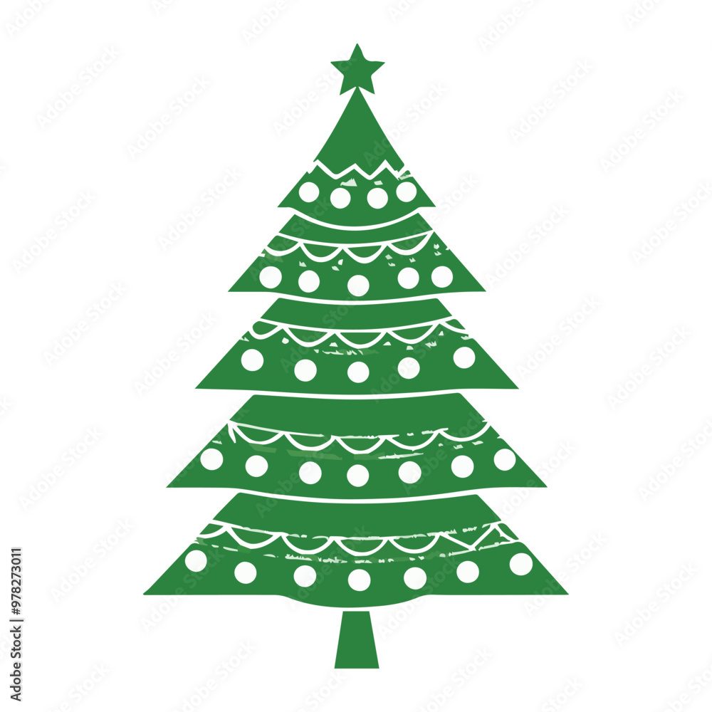 Christmas Tree with Ornaments Vector on a White Background Christmas Tree with Ornaments Vector on a White Background
