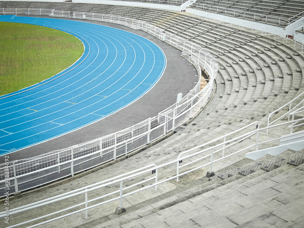 Fototapeta premium Open empty stadium with running track.