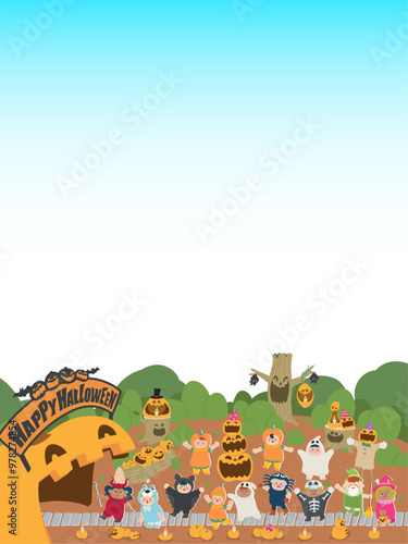 ハロウィンのイベント会場に向かう仮装した子供達1