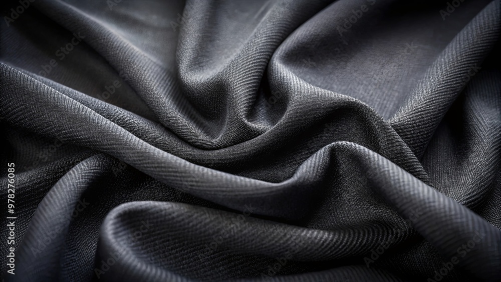 Fototapeta premium Black fabric texture background with a focus on dark clothing material