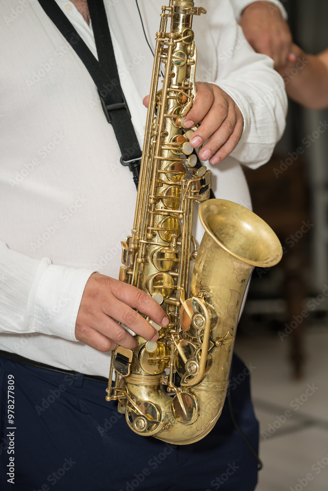 Obraz premium Man plays the saxophone ,