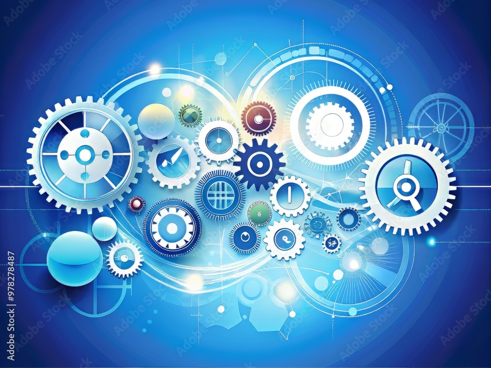 A stylized illustration depicting interconnected gears, symbols, and patterns, representing the convergence of technology, innovation, and abundance, A stylized illustration depicting interconnected gears, symbols, and patterns, representing the convergence of technology, innovation, and abundance,