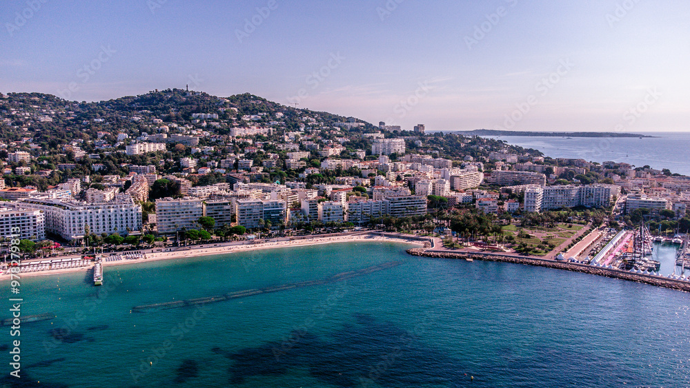 Fototapeta premium Aerial images and videos of Cannes, French Riviera, beaches and sea
