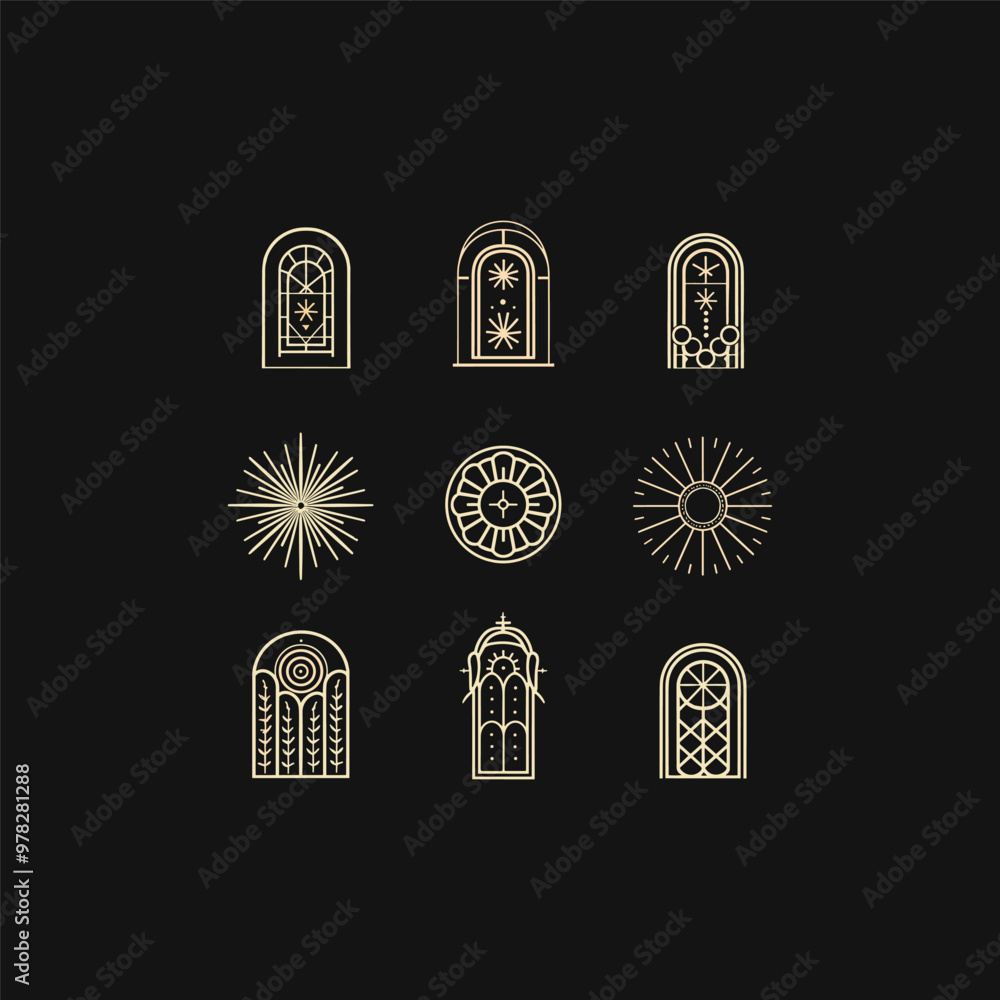 set Bohemian linear logos icons and symbol design vector illustration set Bohemian linear logos icons and symbol design vector illustration