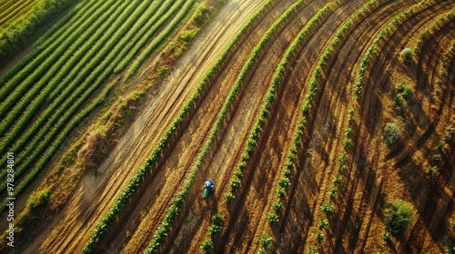 Aerial View of a Curved Agricultural Field