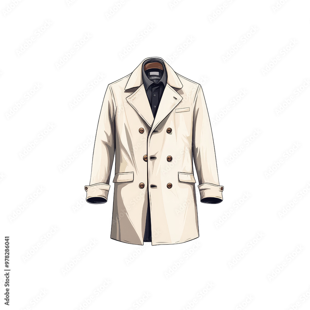 White Double Breasted Coat with Black Shirt White Double Breasted Coat with Black Shirt