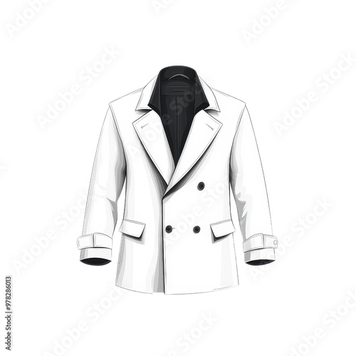 White Double Breasted Coat Illustration photo