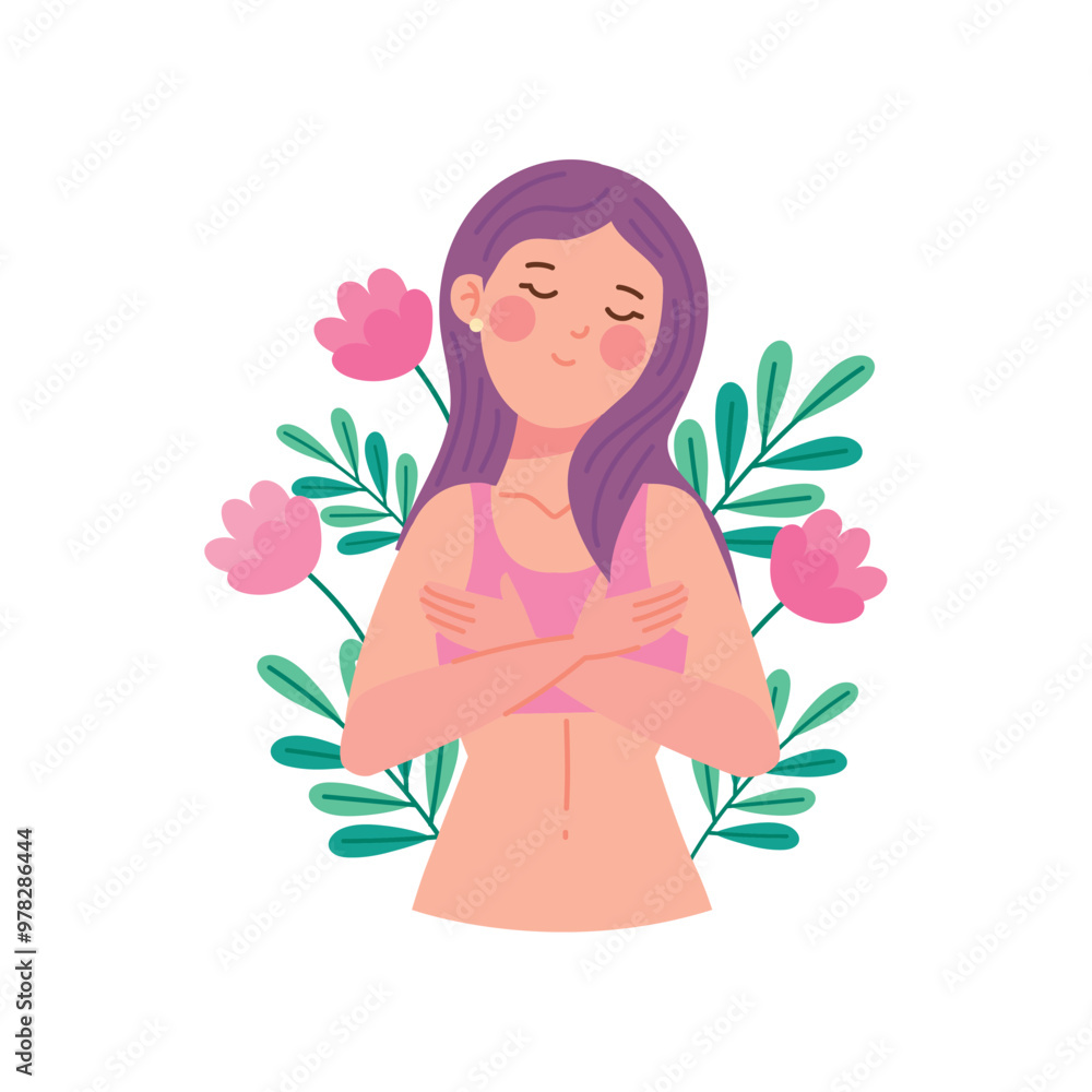 woman embracing themselves for breast cancer woman embracing themselves for breast cancer