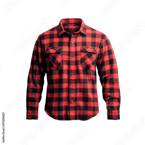 Red and Black Plaid Flannel Shirt photo