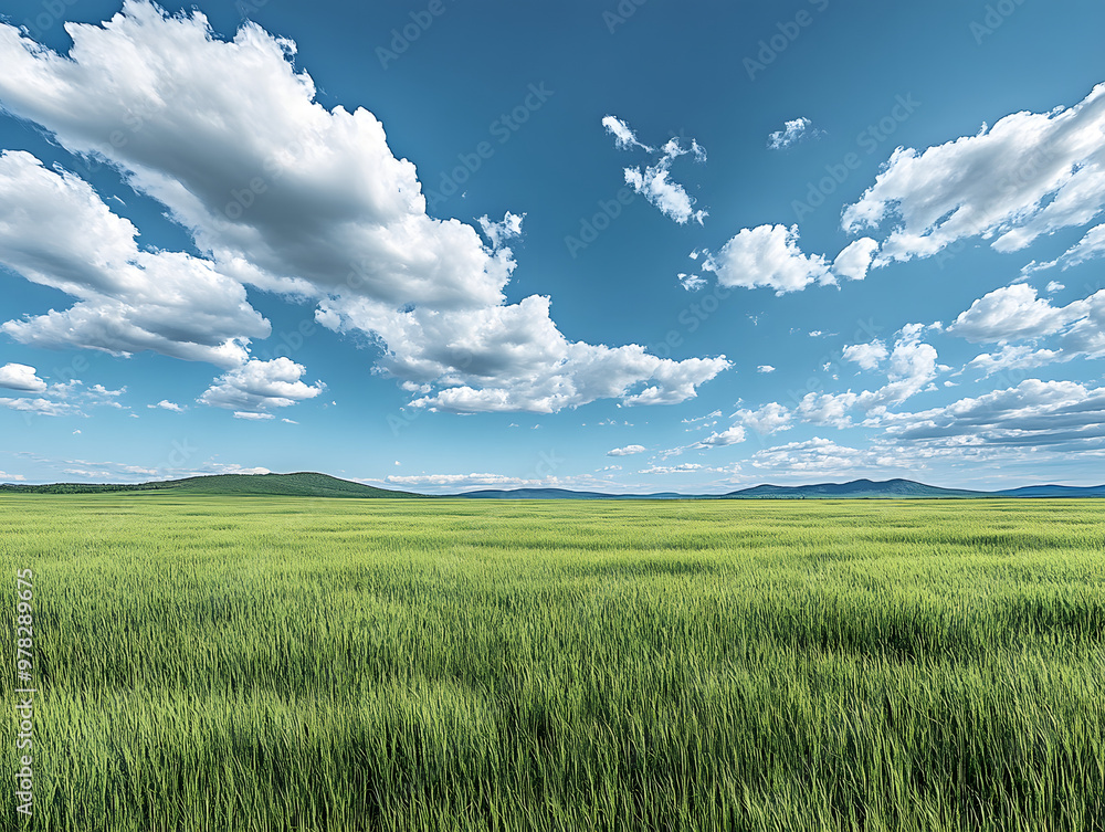 Fototapeta premium 11大自然の田舎の大空とファームなどの全景色generative ai