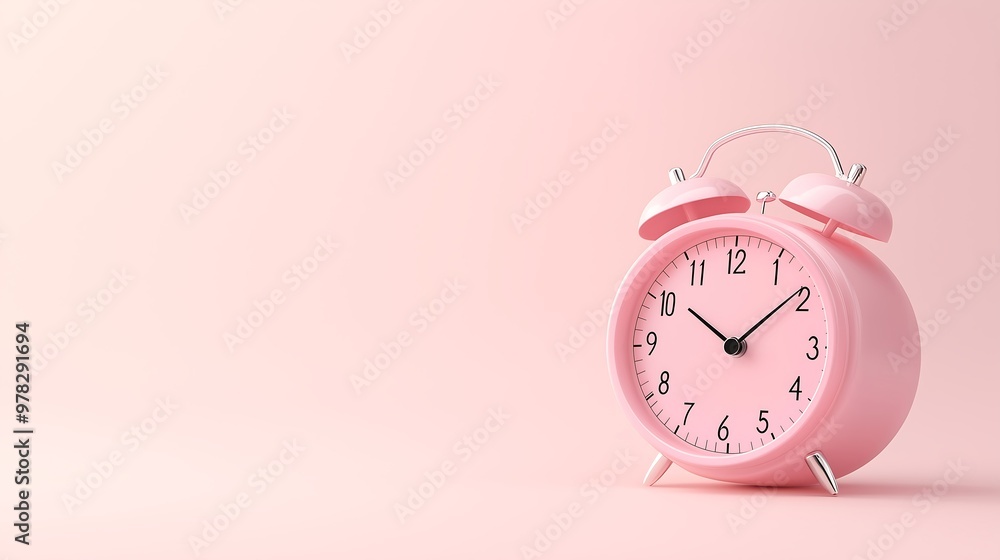 An alarm clock, set against a soft pink background. The alarm clock is positioned prominently, with stylish details and a modern look. An alarm clock, set against a soft pink background. The alarm clock is positioned prominently, with stylish details and a modern look.