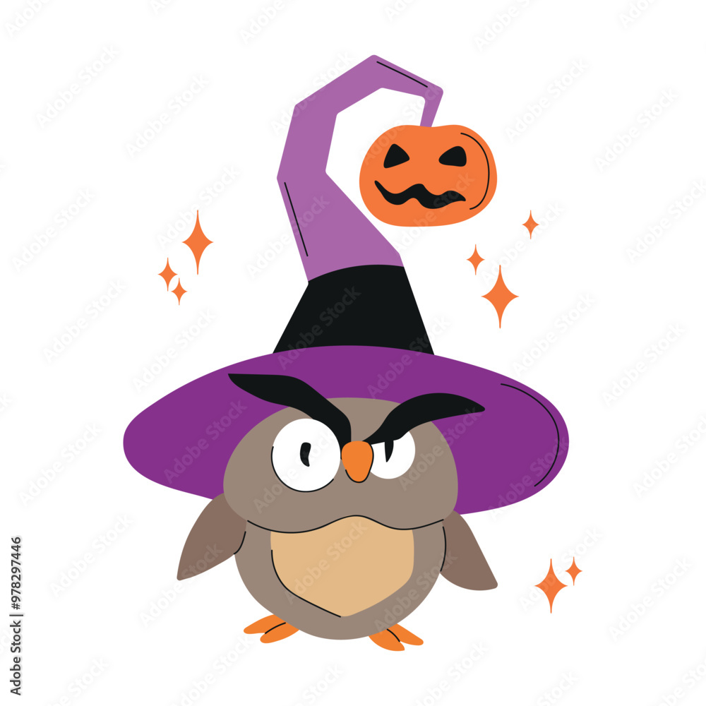 Halloween owl in witch hat icon clipart avatar logtotype isolated illustration Halloween owl in witch hat icon clipart avatar logtotype isolated illustration