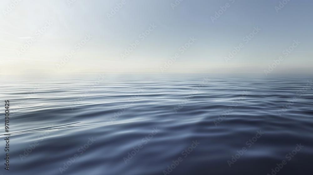 Fototapeta premium Abstract Blue Blurred Background with Light Sky Blue Color Gradient, Soft Clouds, and Calm Sea Water Texture. Bright Summer Day, Clear Sky, and Minimalistic Vector Illustration in a Realistic Photo