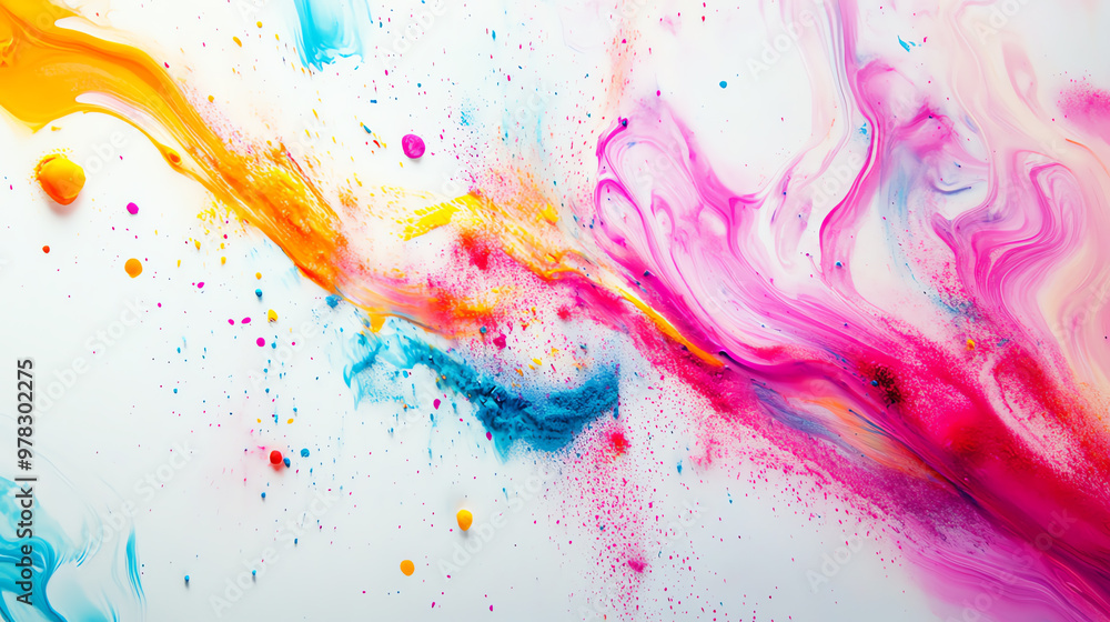 Vibrant abstract swirl with colorful splashes and flowing patterns, perfect for artistic designs and creative projects. Vibrant abstract swirl with colorful splashes and flowing patterns, perfect for artistic designs and creative projects.