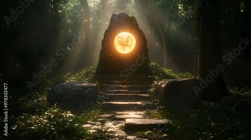 Enchanted Forest with Glowing Orb.