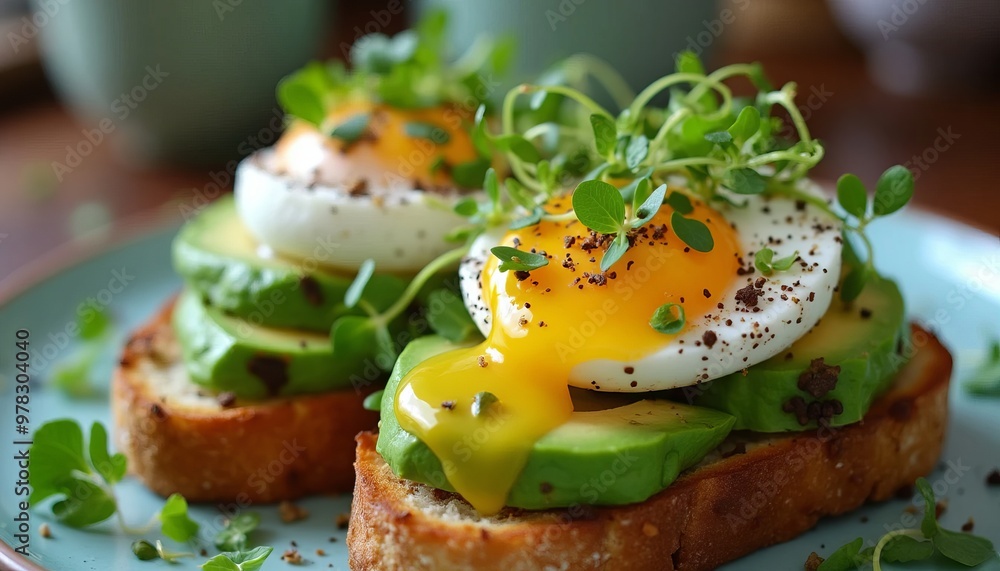 Healthy Avocado Toast with Poached Eggs and Microgreens: A Nutrient-Rich Start Healthy Avocado Toast with Poached Eggs and Microgreens: A Nutrient-Rich Start