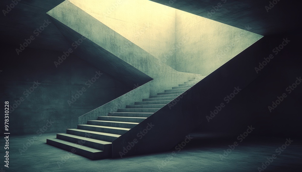 Concrete Staircase Leading Up Towards a Light Source Concrete Staircase Leading Up Towards a Light Source