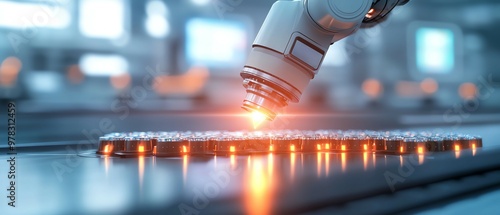 Robotic camera performing a 360degree inspection of products on a conveyor, visual inspection, AI in quality control photo