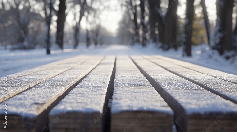 Blank wooden trunk board for label or warning information important in winter forest garden street Blank wooden trunk board for label or warning information important in winter forest garden street