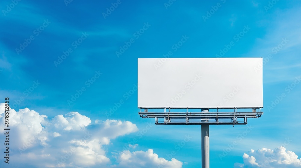 Mockup white blank billboard copy space in city road with blue sky Mockup white blank billboard copy space in city road with blue sky