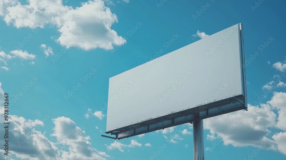 Mockup white blank billboard copy space in city road with blue sky Mockup white blank billboard copy space in city road with blue sky