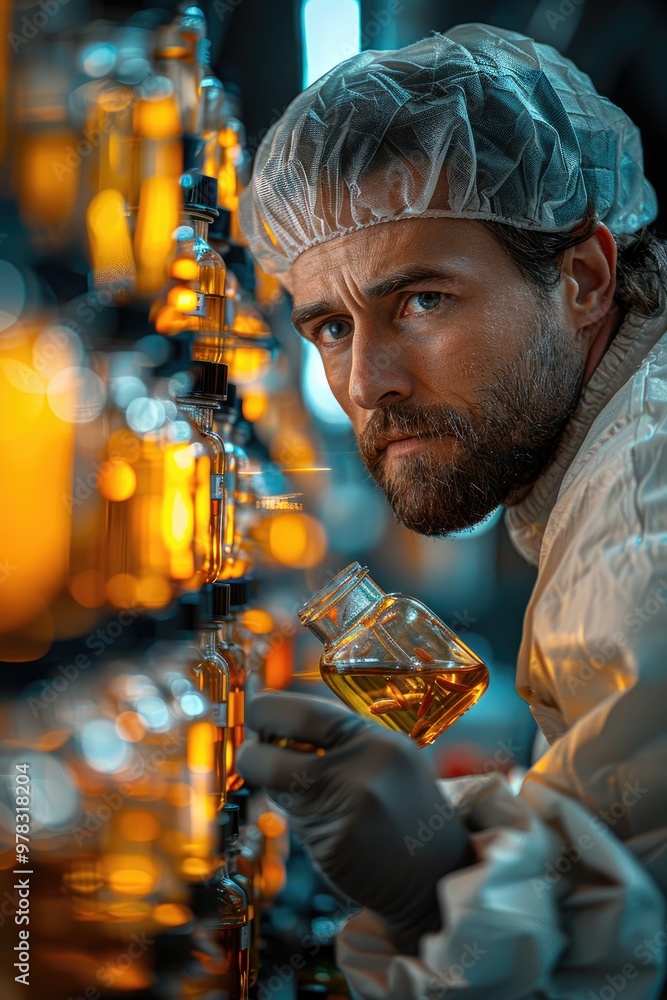 Lab Technician Inspecting Chemical Samples Lab Technician Inspecting Chemical Samples
