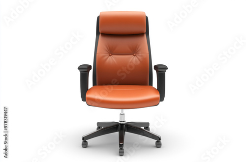 dark orange and black color combination high back leather office chair with armrests