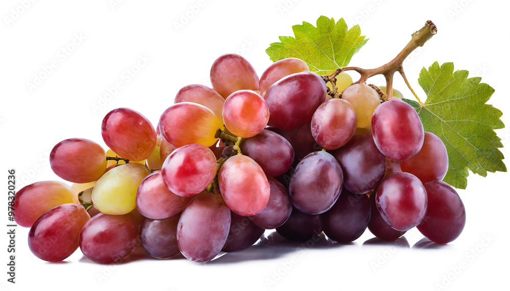Red grape with leaf isolated on transparent background. Red grape with leaf isolated on transparent background.