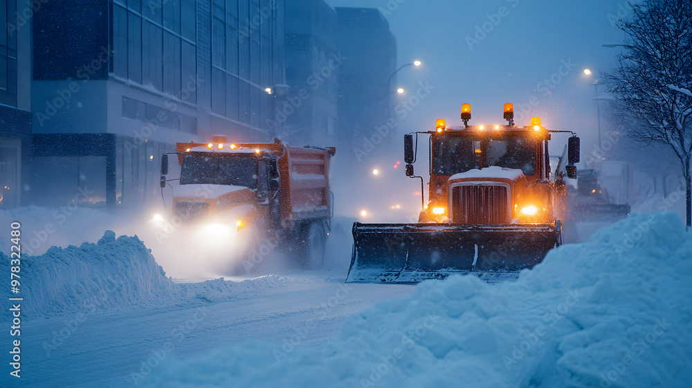 Snowplows struggling to clear the roads during a relentless snowstorm Snowplows struggling to clear the roads during a relentless snowstorm