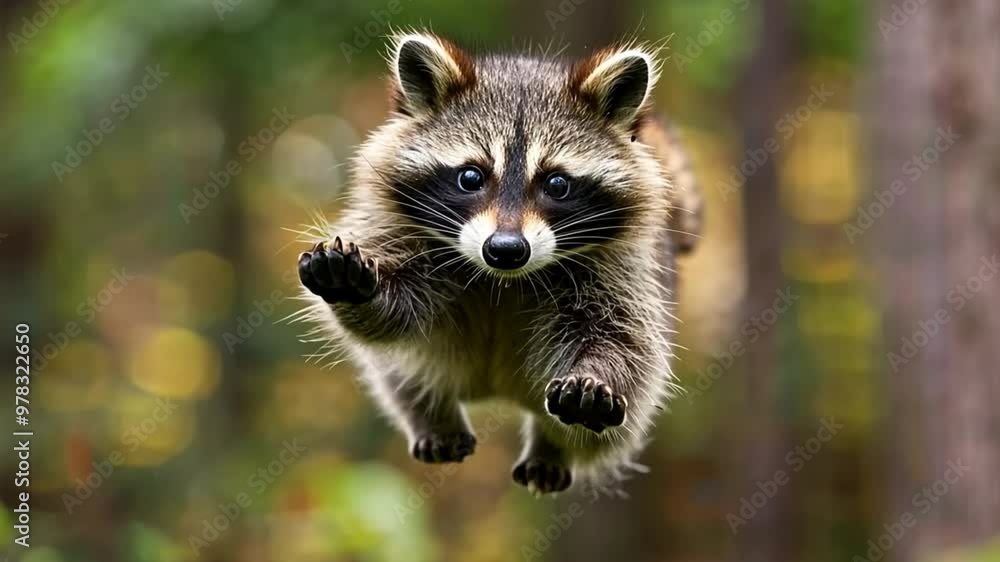 Raccoon in mid-air: A playful raccoon leaps through the air, its paws outstretched, showcasing its agility and natural charm. A captivating glimpse into the wild world of this masked marvel. Raccoon in mid-air: A playful raccoon leaps through the air, its paws outstretched, showcasing its agility and natural charm. A captivating glimpse into the wild world of this masked marvel.