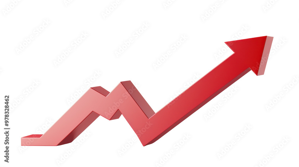 A red upward trend line representing growth or increase in data, finance, or performance. A red upward trend line representing growth or increase in data, finance, or performance.