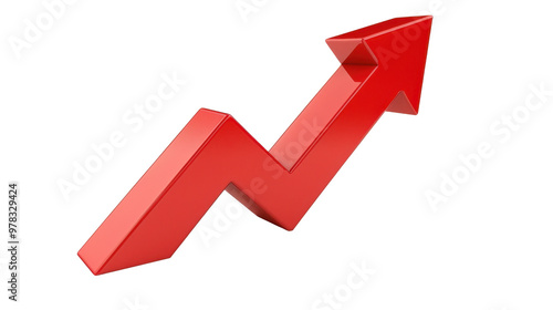 A 3D red arrow symbolizing growth or upward trends. photo