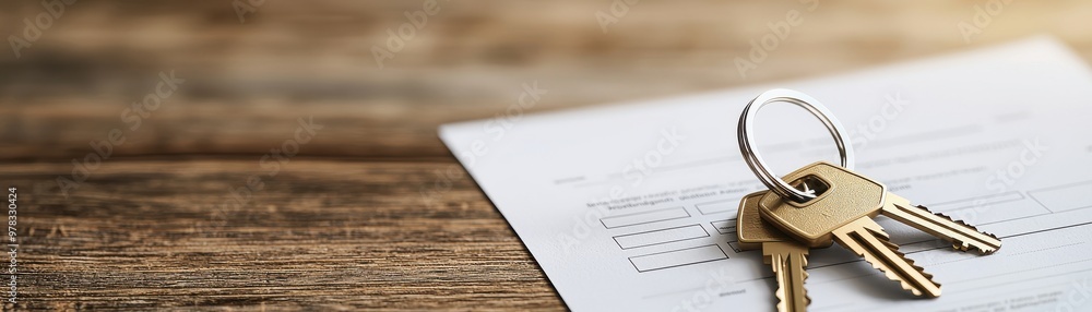 A close-up of house keys resting on a wooden table next to a paper document, symbolizing home ownership and property management. A close-up of house keys resting on a wooden table next to a paper document, symbolizing home ownership and property management.