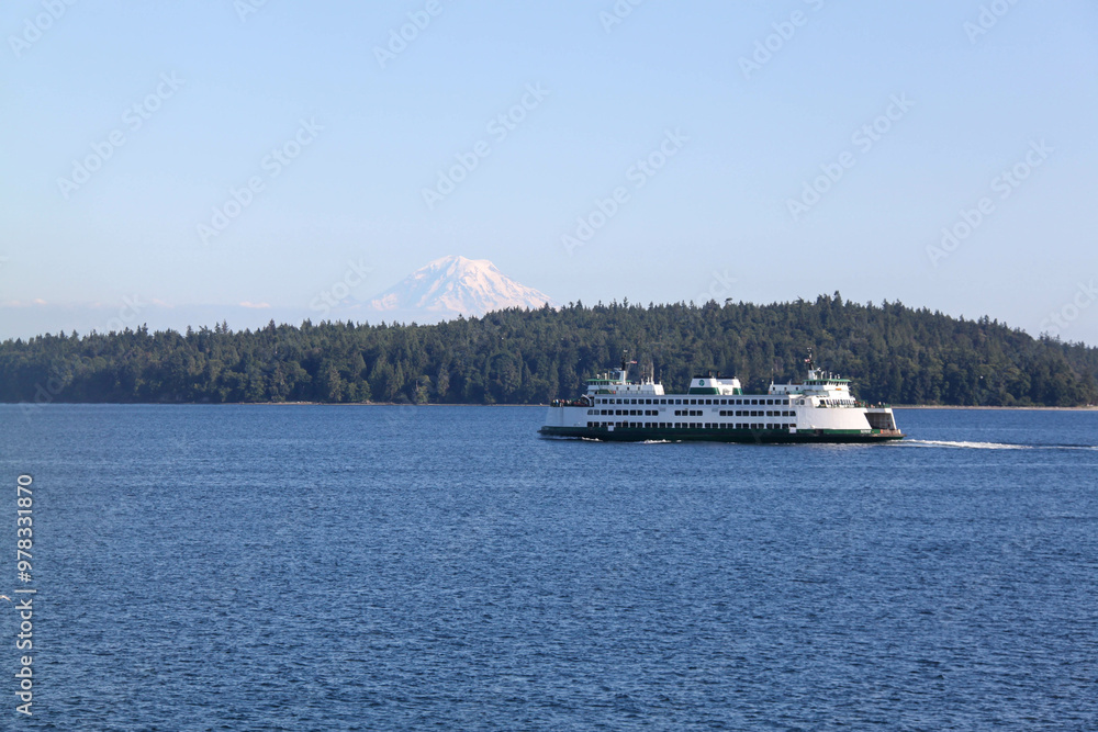 Washington State Ferry Puget Sound Mount Rainier Washington State Ferry Puget Sound Mount Rainier