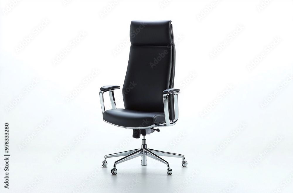 leather office chair with armrests and swivel base on white background leather office chair with armrests and swivel base on white background