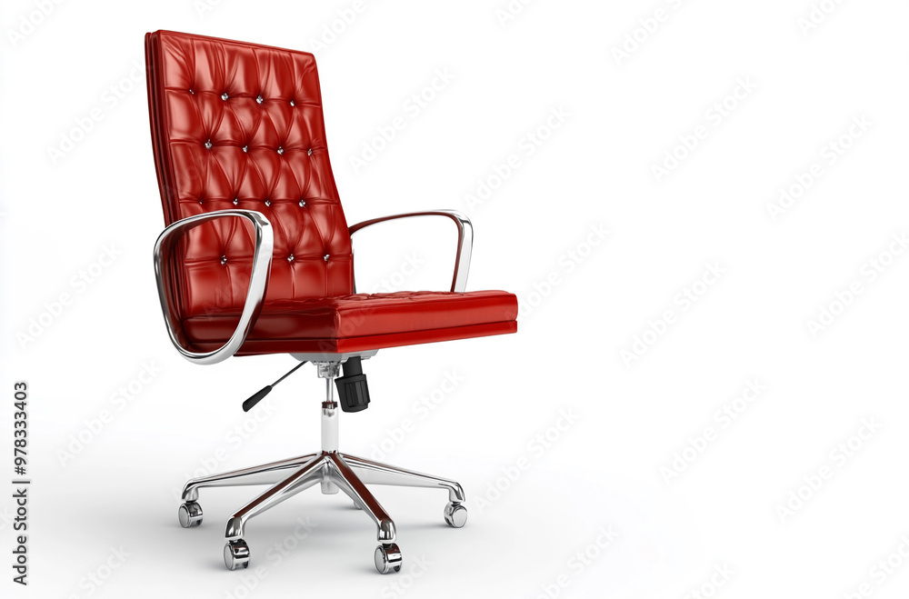 leather office chair with armrests and swivel base on white background leather office chair with armrests and swivel base on white background