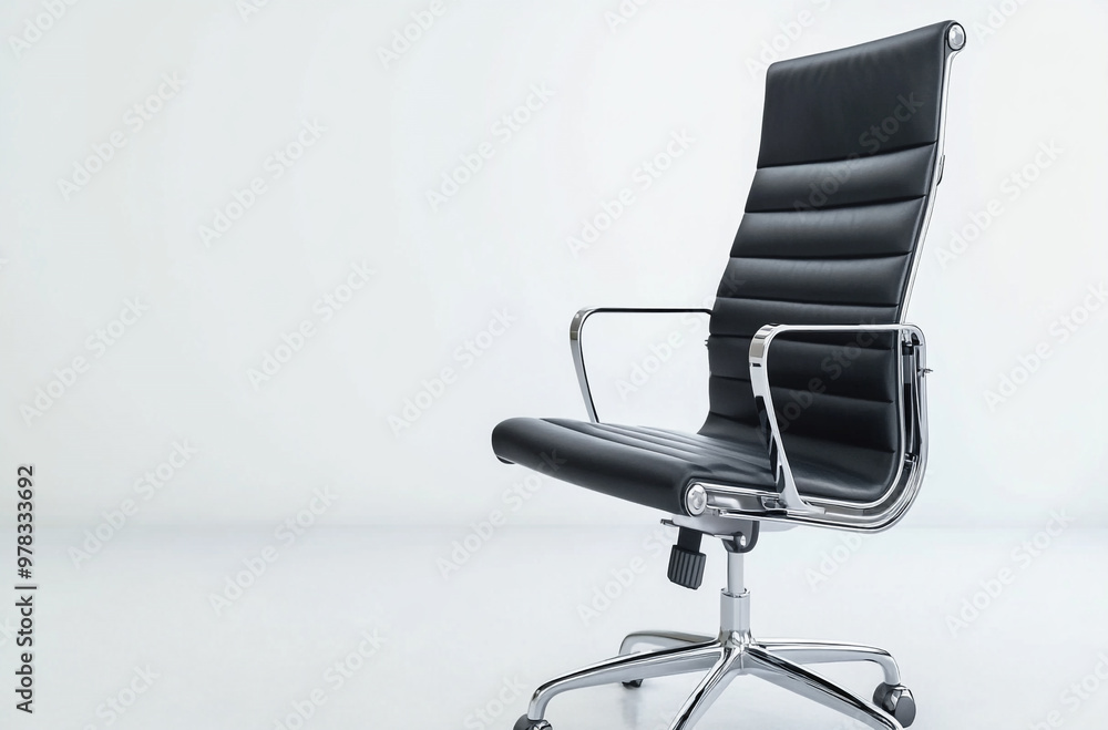 leather office chair with armrests and swivel base on white background leather office chair with armrests and swivel base on white background