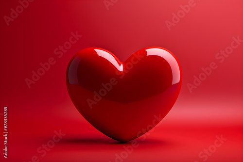 Captivating 3D Heart Shape Carved into Vivid Red Background