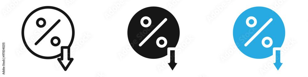 Percent down icon vector